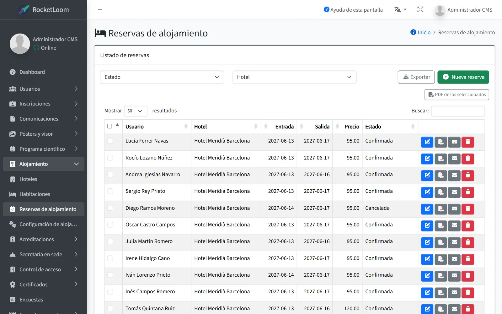 Gestiona las reservas