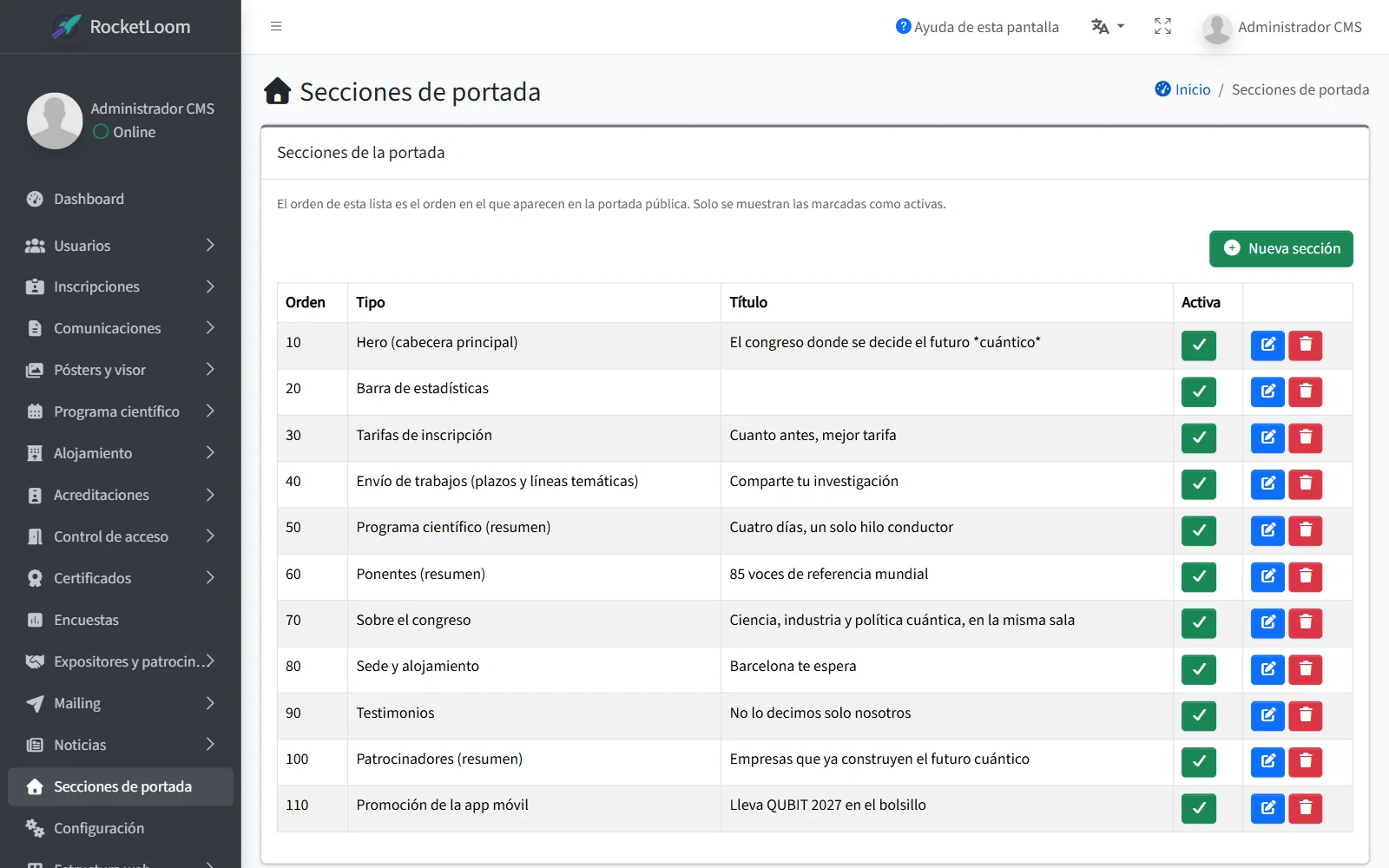 Elige los bloques de la portada